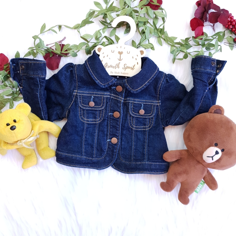 GAP Baby Girl Jeans Jacket Polka Inside 12-18M